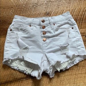 Juniors’ White High-Waisted Shorts
